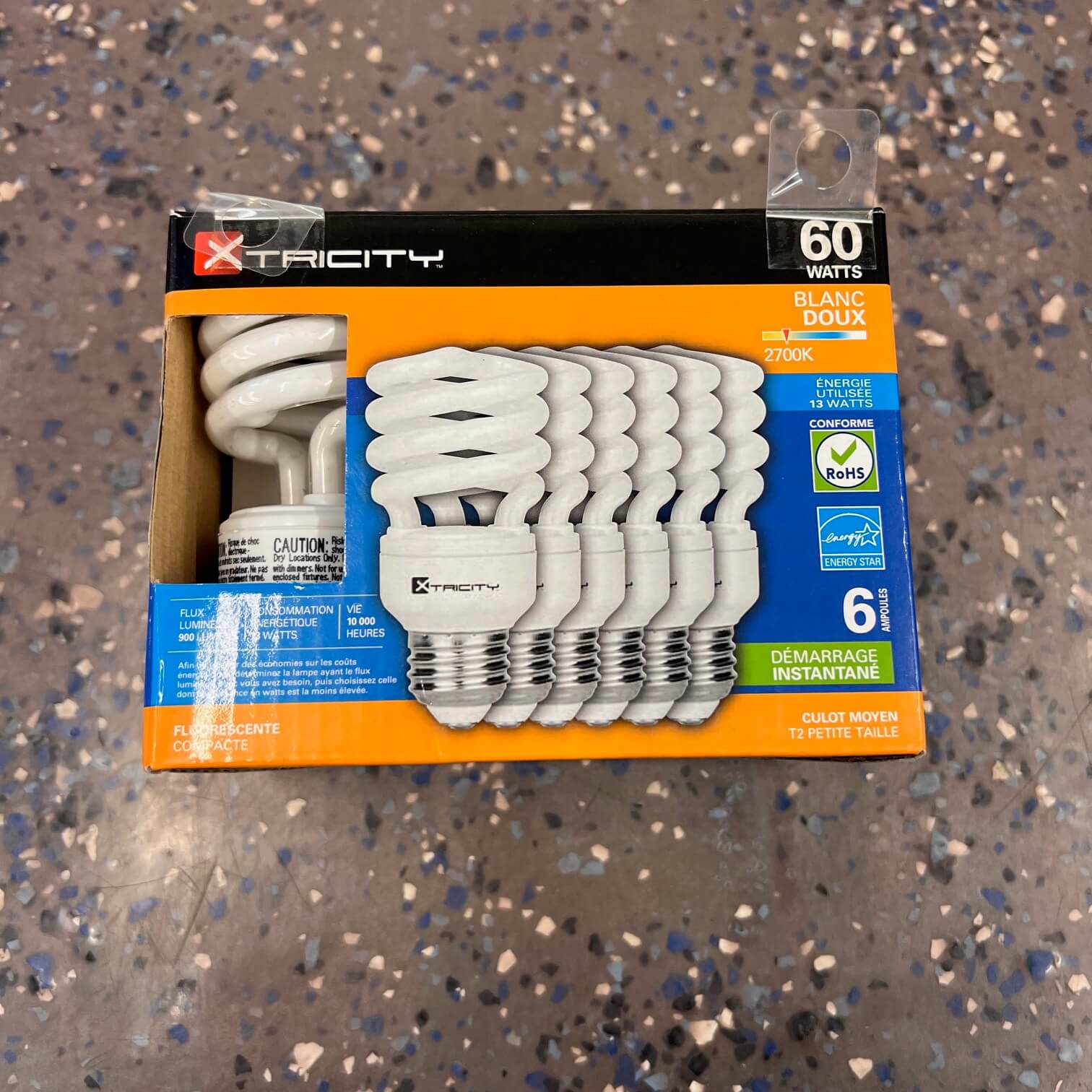 Ampoules Fluocompactes Xtricity 60W - Blanc Doux 2700K - Paquet de 6